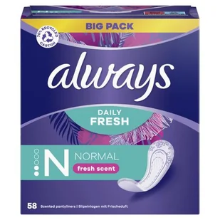 ALWAYS DAILIES FRESH & PROTECT NORMAL FRESH SCENT WKŁADKI HIGIENICZNE 58 SZTUK - Wkładki higieniczne - miniaturka - grafika 4