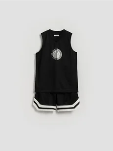 Reserved - Sportowy komplet z nadrukiem - czarny - Koszulki dla chłopców - miniaturka - grafika 1