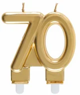 Urodziny dla dorosłych - Świeczka na 70-tkę złota - 7,5 cm - 1 szt. - miniaturka - grafika 1