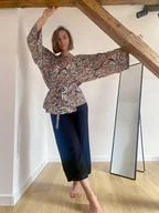 Szlafroki damskie - Szlafrok narzutka kimono krótkie w odcieniach beżu - miniaturka - grafika 1