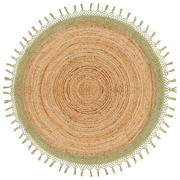 Dywany - Dywan okrągły z juty ⌀ 140 cm beżowy z zielonym MARTS - miniaturka - grafika 1