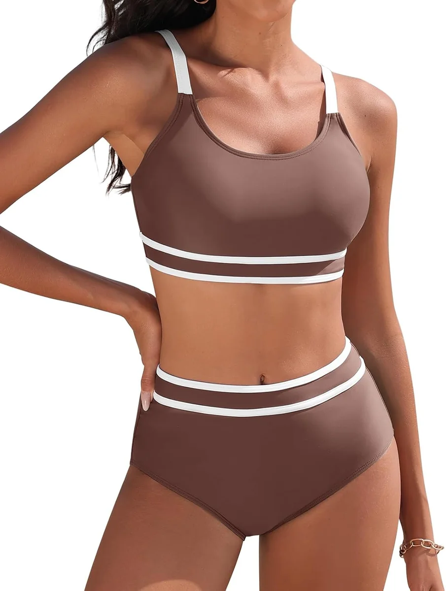Damski dwuczęściowy strój kąpielowy push-up wysoki stan XL