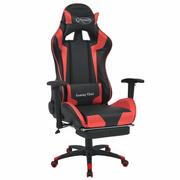 Fotele gamingowe - vidaXL Regulowane krzesło biurowe z podnóżkiem, czerwone vidaXL - miniaturka - grafika 1