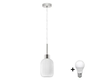 LED lampa wisząca HARMA 1xE27/60W/230V, średnica 14 cm, matowy chrom/biały - Lampy sufitowe - miniaturka - grafika 1