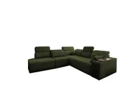 Narożniki - Narożnik Mindy IX z funkcją spania, regulowanym oparciem i zagłówkami, tkanina Verita - Ciemnozielony - Lewy - miniaturka - grafika 1