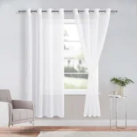 Firany i zasłony dla dzieci - DWCN Sheer Przezroczysta zasłona z woalu, na przelotkach, do salonu, pokoju dziecięcego, sypialni, biała, 225 x 140 cm (wys. x szer.), 2 sztuki - miniaturka - grafika 1