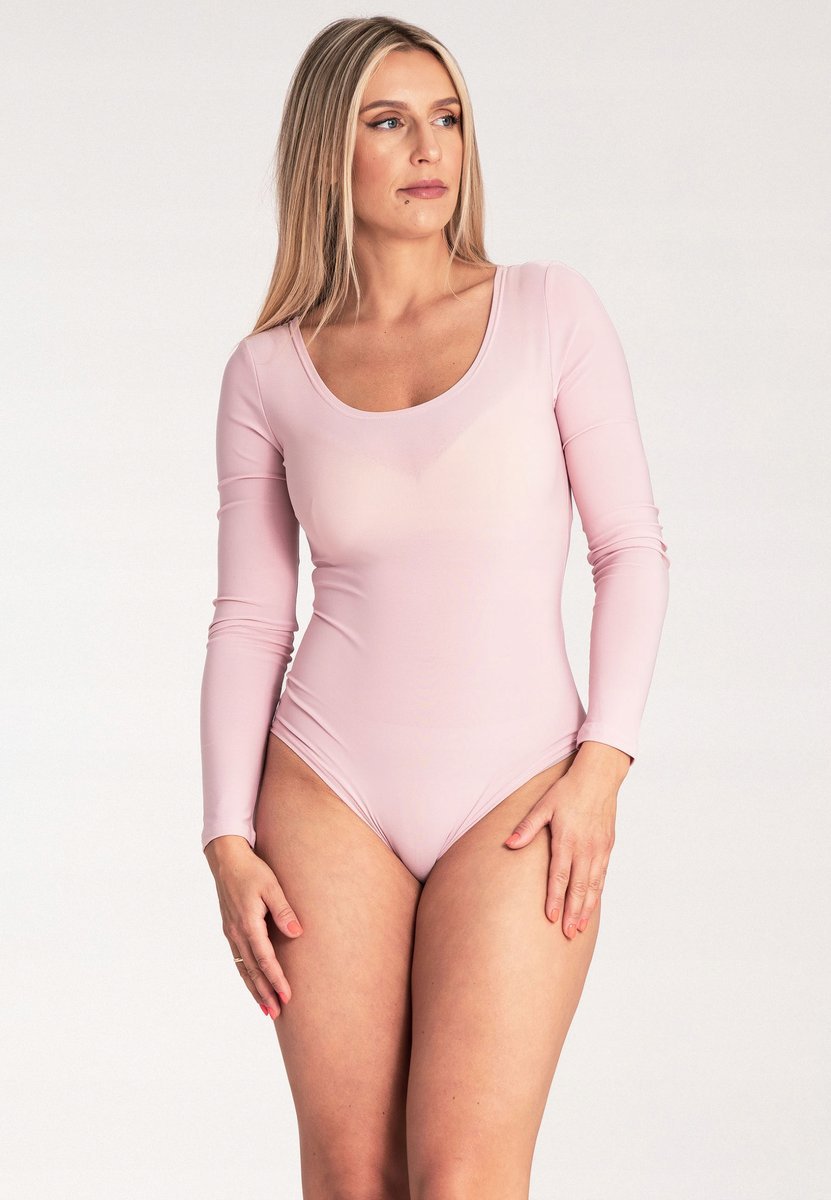 Bluzka body damskie - Eleganckie body damskie - różowe M1037 rozmiar M