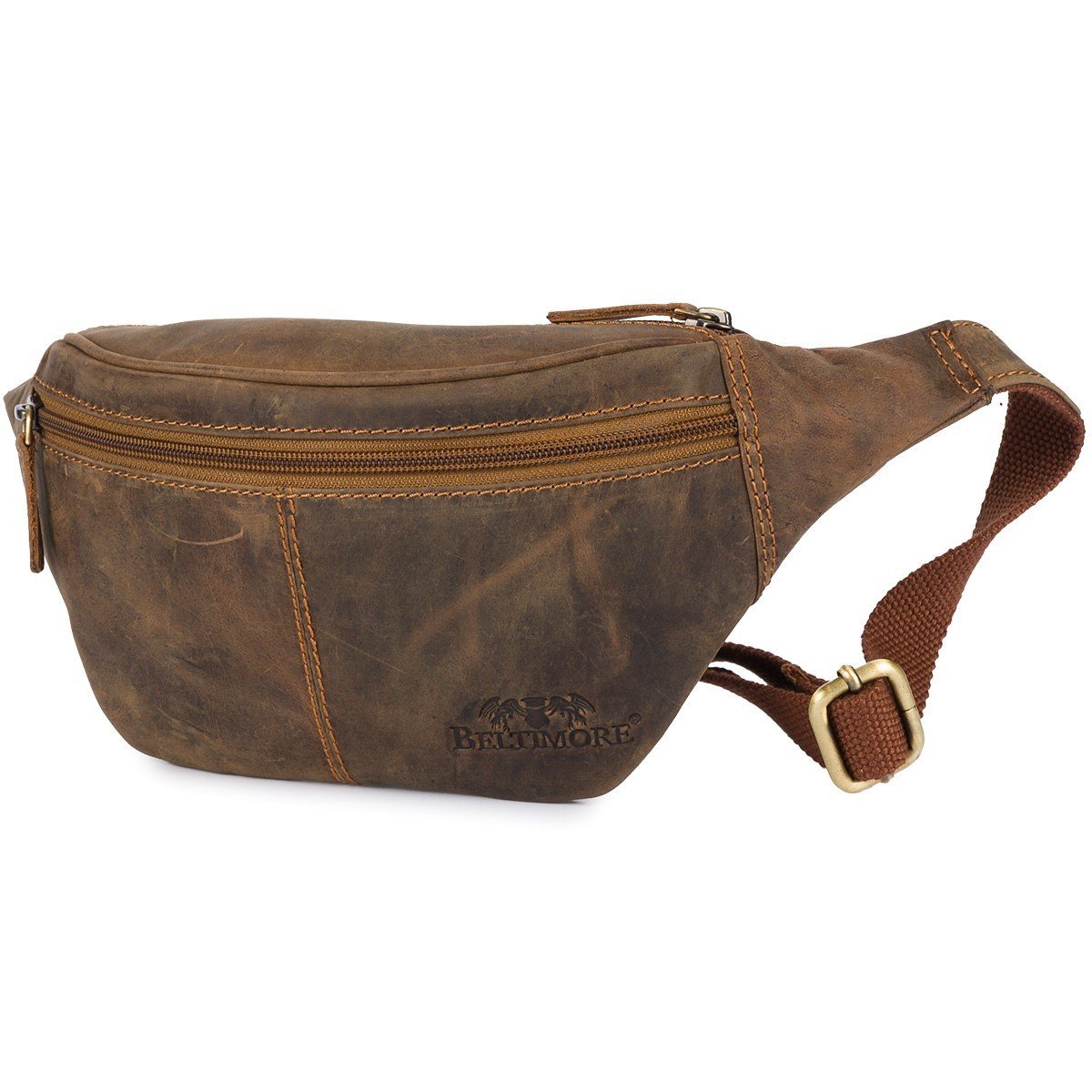 Saszetka Nerka Skórzana Biodrówka Brąz Nubuk Beltimore S10 : Kolory - Brązowy, Beżowy