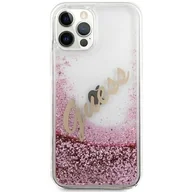 Etui i futerały do telefonów - Guess GUHCP12LGLVSPI iPhone 12 Pro Max 6,7" różowy/pink hardcase Glitter Vintage Script - miniaturka - grafika 1