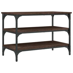 vidaXL Ławka na buty w kolorze brązowego dębu 70x38,5x49 cm Materiał drewnopochodny - Szafki na buty - miniaturka - grafika 1