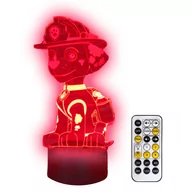 Wyposażenie pokoiku dziecięcego - Lampka nocna 3D LED PSI PATROL MARSHALL mix kolor kabel USB + PILOT - miniaturka - grafika 1