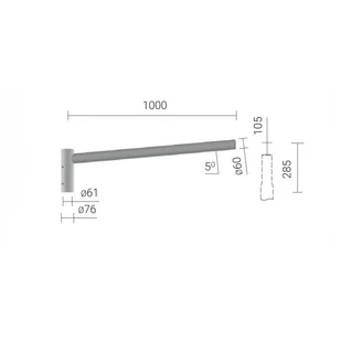 Wysięgnik aluminiowy kątowy 1-ramienny; podnoszenie 0,2m, 5st., wysięg 1m, anodowany inox WR-4/1/1,0/5 ZP ROSA - Inne akcesoria elektryczne - miniaturka - grafika 2