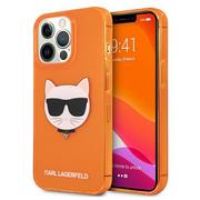 Etui i futerały do telefonów - Karl Lagerfeld Choupette Head - Etui iPhone 13 Pro Max (fluo pomarańczowy) KLHCP13XCHTRO - miniaturka - grafika 1