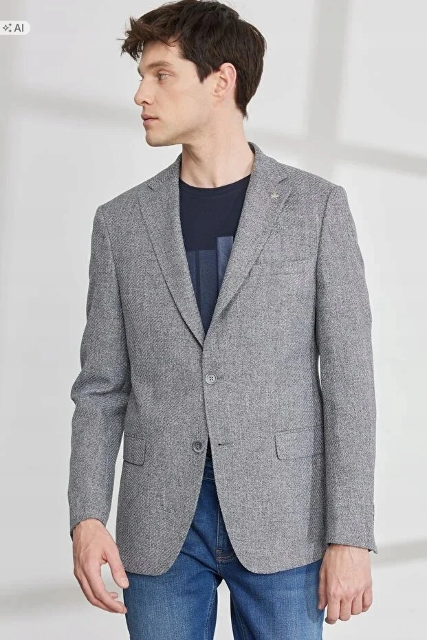 ELEGANCKA MELANŻOWA MĘSKA MARYNARKA W STYLU VINTAGE 58 5IA