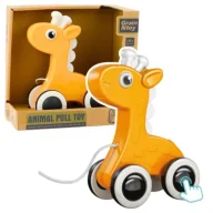 Zabawki sensoryczne - Żyrafa do ciągnięcia na sznurku żółta Leantoys - miniaturka - grafika 1