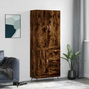 vidaXL Witrynka przydymiony dąb 69,5x34x180 cm materiał drewnopochodny - Witryny - miniaturka - grafika 1