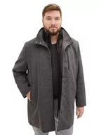 Płaszcze męskie - TOM TAILOR Plussize płaszcz wełniany męski, 30500 - Dark Grey Black Herringbone, 4XL - miniaturka - grafika 1