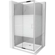 Kabiny prysznicowe - Mexen Apia kabina prysznicowa rozsuwana 140x100 cm, pasy, chrom + brodzik Flat - miniaturka - grafika 1