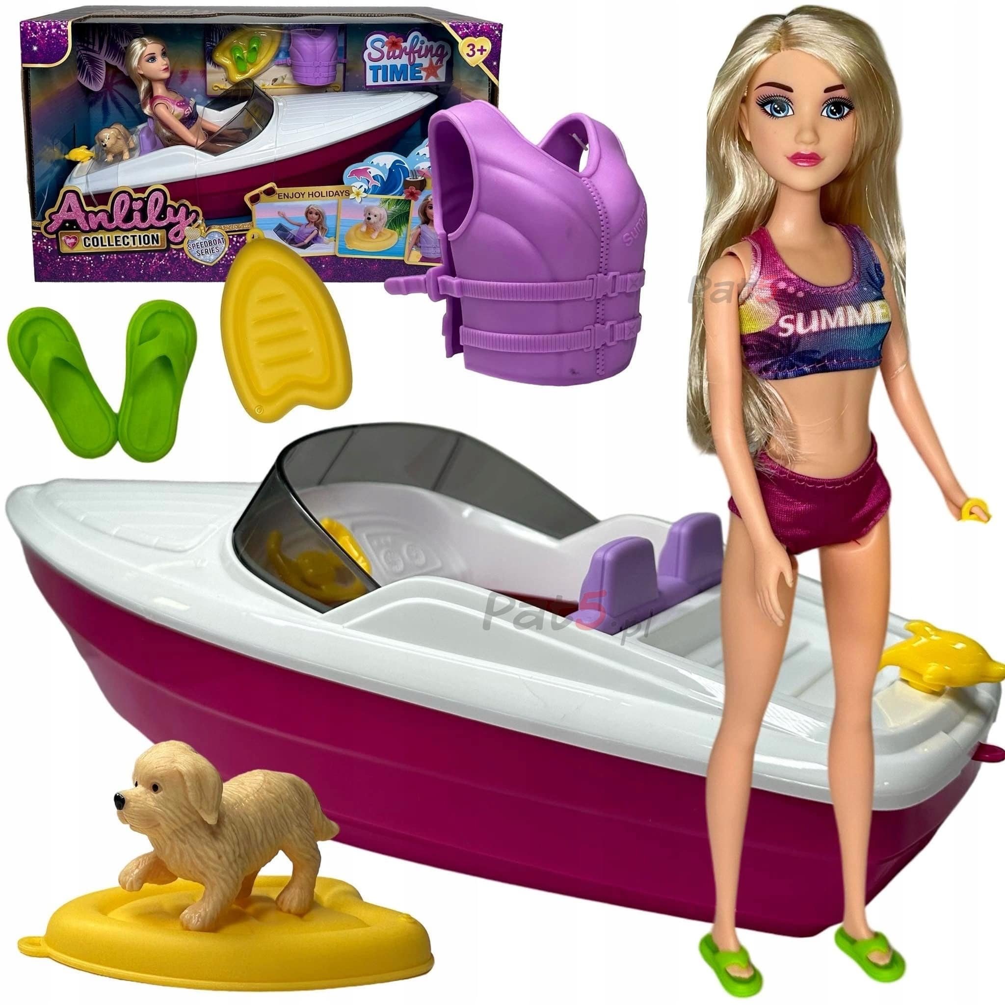 Lalka Anlily Motorówka Dla Lalki Do Wody Akcesoria Pływająca Zestaw