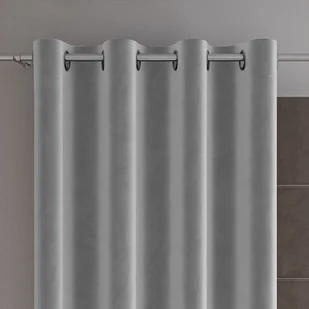 Gotowa zasłona z miękkiej welwetowej tkaniny Velvi, kolor pastelowy szary na przelotkach 140x260 cm - Zasłony - miniaturka - grafika 1