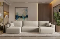 Narożniki - Sofa w kształcie U CAPRI narożnik tkanina Poso beżowy - miniaturka - grafika 1
