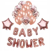 Baby shower i roczek - ZESTAW BABY SHOWER ROSE GOLD GIRLANDA BALONY Y7 - miniaturka - grafika 1