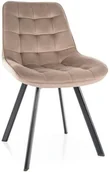 Krzesła - Krzesło pikowane do salonu MONTI VELVET ciemno beżowe - miniaturka - grafika 1