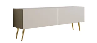 Szafka RTV: dwoje drzwi, dwie półki, kolor: kaszmir, złote nóżki, A: szer: 140 cm, wys: 52 cm, gł: 32 cm - Szafki RTV - miniaturka - grafika 1