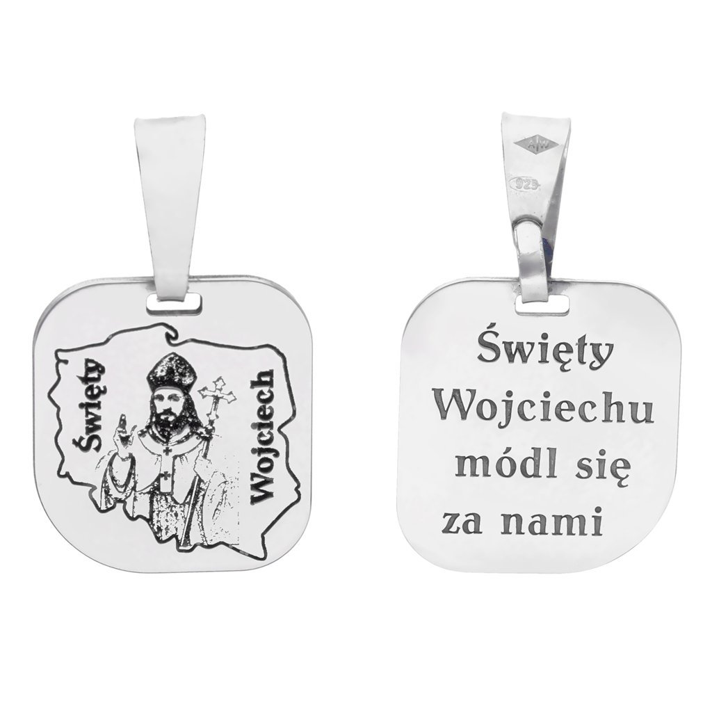 Medalik srebrny Ag 925 rodowany Święty Wojciech MDC012R