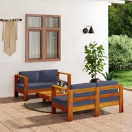 Meble ogrodowe - Lumarko 3-cz. zestaw wypoczynkowy do ogrodu ciemnoszare poduszki drewno - miniaturka - grafika 1