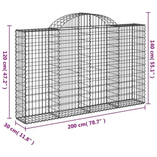 vidaXL Kosze gabionowe, 2 szt, 200x30x120/140 cm, galwanizowane żelazo - Ogrodzenia - miniaturka - grafika 7