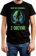 Koszulki męskie - T-SHIRT MĘSKI PREZENT OBCY ŚMIESZNA KOSZULKA Y2K CZARNA R-L A382 - miniaturka - grafika 1