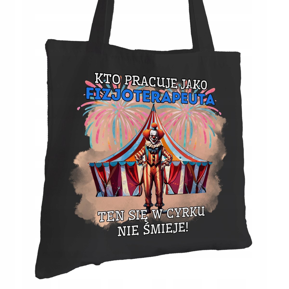 Torba Bawełniana dla Fizjoterapeuty Czarna Na Prezent Trwały Nadruk