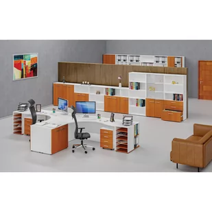 Kontener biurowy z szufladami PRIMO WHITE, 4 szuflady, biały/wiśnia - Szafki biurowe - miniaturka - grafika 3