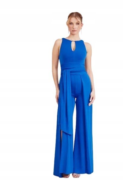 Guess Kombinezon z Szerokimi Nogawkami i Dekoltem Łódką Niebieski 46 Gna