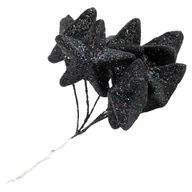 Ozdoby bożonarodzeniowe - [680681] Gwiazdki brokatowe na druciku 4,5cm 6szt czarne - miniaturka - grafika 1
