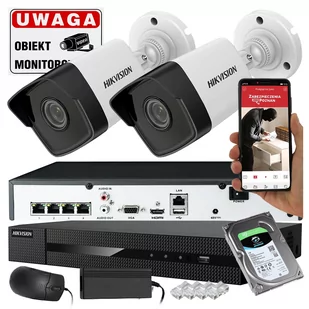Zestaw monitoringu 2 kamery IP Hikvision IPCAM-B4 4Mpx PoE - Zestawy do monitoringu - miniaturka - grafika 1