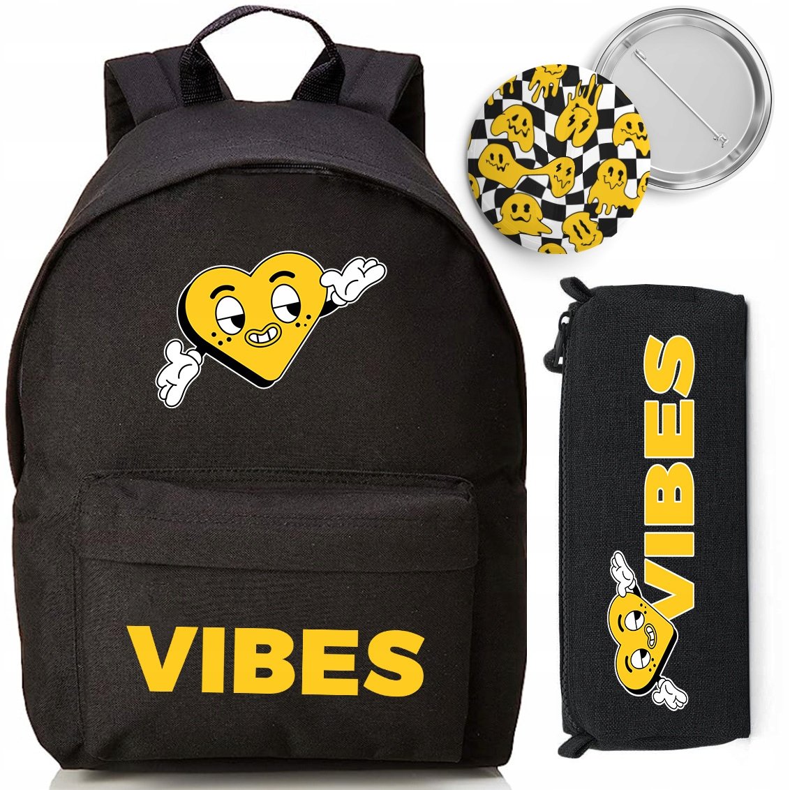 Zestaw Szkolny Plecak Piórnik Pin Vibes Lekki Do Szkoły Stylowy Modny