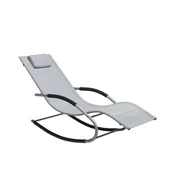 Leżaki ogrodowe - Beliani Leżak ogrodowy szary tekstylny bujany CARANO - miniaturka - grafika 1