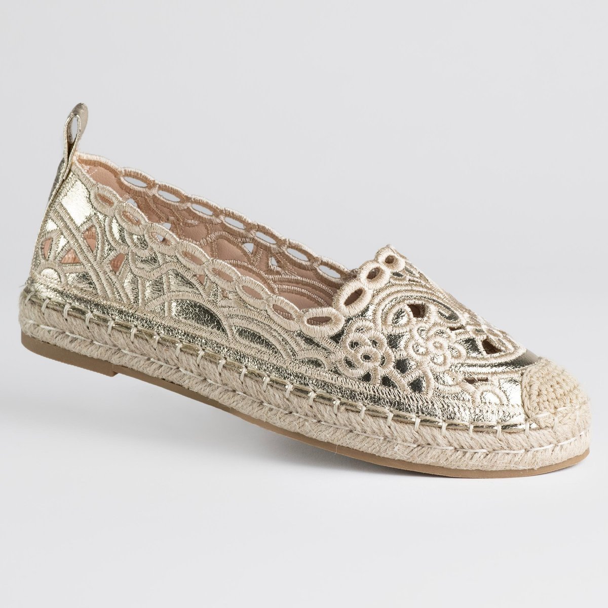 Espadryle damskie GOODIN GD-FL6115 złote ażurek, plecione lekkie wygodne 36