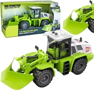 Samochody i pojazdy dla dzieci - Zielony Pług Śnieżny Efekty Świetlne Ruchome Ramię Traktor Odśnieżarka 1:16 - miniaturka - grafika 1