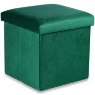 Pufy i podnóżki - Zielona aksamitna pufa ze schowkiem H0-P97 - miniaturka - grafika 1