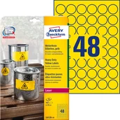Papier do drukarek - Avery Zweckform Zweckform Heavy Duty 30mm żółte (L6128-20) - miniaturka - grafika 1