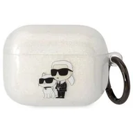 Akcesoria do słuchawek - Etui / Pokrowiec Karl Lagerfeld 3D Logo NFT Karl and Choupette Glitter na Airpods Pro (KLAPHNKCTGT) białe - miniaturka - grafika 1