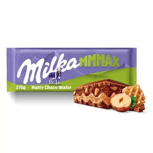 Milka Mmmax Wafelek nadzienie z orzechów laskowych i kawałki orzechów w czekoladzie mlecznej 270 g - Czekolada - miniaturka - grafika 1