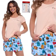 Piżamy damskie - Piżama damska bawełniana krótki rękaw CORNETTE 628/300 Travel L - miniaturka - grafika 1