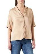 Bluzki damskie - s.Oliver BLACK LABEL Damska bluzka z krótkim rękawem, luźna bluza Fit, beżowa, 34 - miniaturka - grafika 1