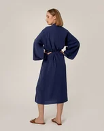 Szlafroki damskie - Szlafrok muślinowy granatowy - miniaturka - grafika 1