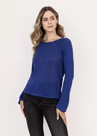 Swetry damskie - Cienki sweterek z rozszerzonymi rękawami - SWE346 kobalt MKM - miniaturka - grafika 1