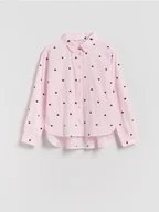 Bluzki dla dziewczynek - Reserved - Wzorzysta koszula z bawełny - pastelowy róż - miniaturka - grafika 1